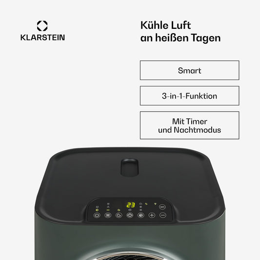 Klarstein Kraftwerk Smart 12K Mobiles Klimagerät – 12000 BTU, 35-59 m², App & Alexa Steuerung, 3-in-1 Kühlung, Entfeuchter & Ventilator, 50 dB, Timer, WiFi, Abluftrohr Inkl., Anthrazit