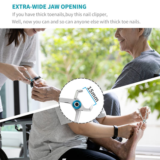 SZQHT Nagelknipser mit 15 mm breiter Kieferöffnung für dicke Nägel, Fingernagelknipser für eingewachsene Zehennagelknipser für Männer, harte Nägel, Senioren, Erwachsene. Edelstahl Groß (Silber)