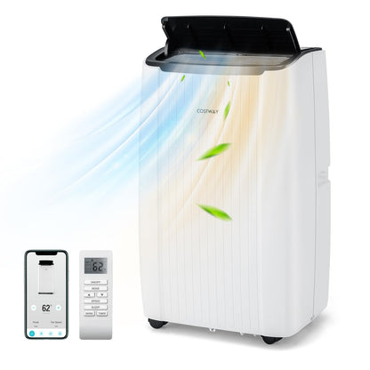 COSTWAY 14000 BTU mobile Klimaanlage mit Abluftschlauch, 4-in-1 Klimagerät mit Heizung, Lüfter & Entfeuchter, 24H Timer, Schlafmodus, Fernbedienung & Installationskit für Räume bis zu 65㎡ (Modell 2)