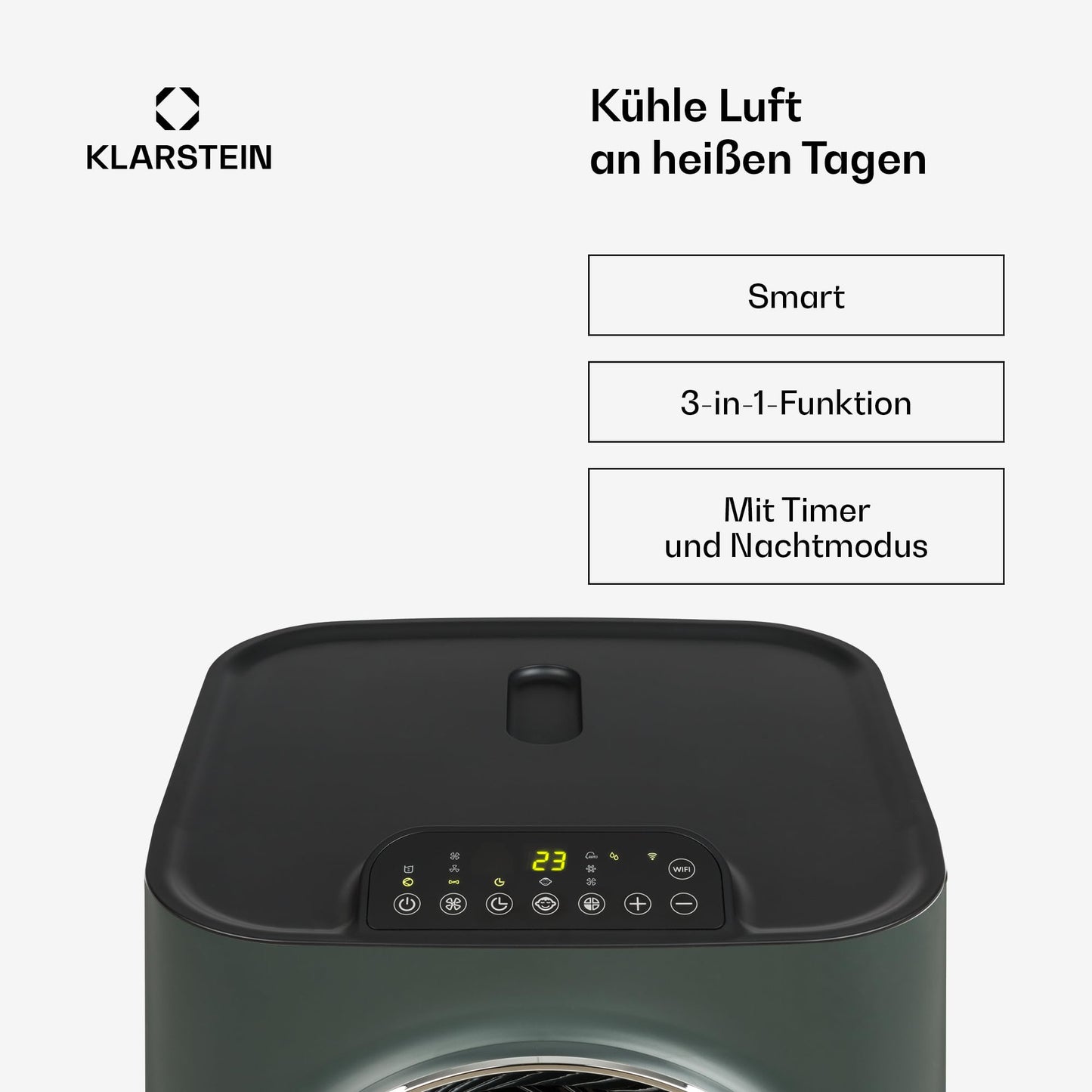 Klarstein Kraftwerk Smart 12K Mobiles Klimagerät – 12000 BTU, 35-59 m², App & Alexa Steuerung, 3-in-1 Kühlung, Entfeuchter & Ventilator, 50 dB, Timer, WiFi, Abluftrohr Inkl., Anthrazit