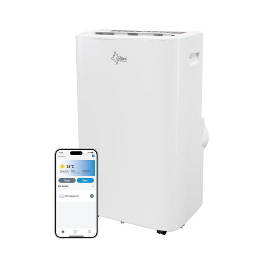 SUNTEC Mobiles Klimagerät Coolfixx 16000 BTU APP – Klimaanlage mobil und leise mit Smart App Steuerung – Entfeuchter für Räume bis 70 qm – Mobile Kühlung & Heizung für zuhause – 16.000 BTU