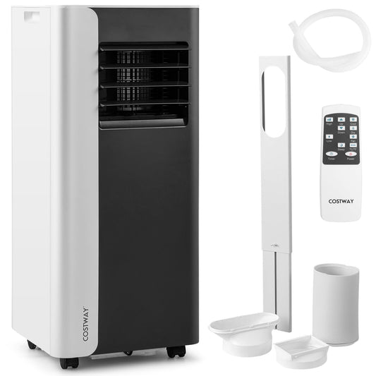 COSTWAY 7000BTU mobile Klimaanlage, 3-in-1 Kühlgerät mit Ventilator & Luftentfeuchter für Räume bis zu 28㎡, Klimagerät mit Abluftschlauch, Schlafmodus, 24H Timer, Fernbedienung