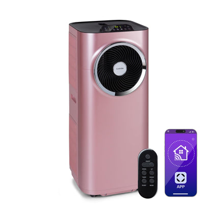 Klarstein Kraftwerk Smart 12K Mobiles Klimagerät – 12000 BTU, 35-59 m², App & Alexa Steuerung, 3-in-1 Kühlung, Entfeuchter & Ventilator, 50 dB, Timer, WiFi, Abluftrohr Inkl., Metallisch Rosegold