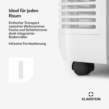 Klarstein Mobile Klimaanlage mit Abluftschlauch, 3-in-1 Klimagerät mit Ventilator, Luftentfeuchter & Nachtmodus, Kleine & Portable Klimaanlage für Wohnung & Büro, Niedriger Verbrauch, 12000 BTU