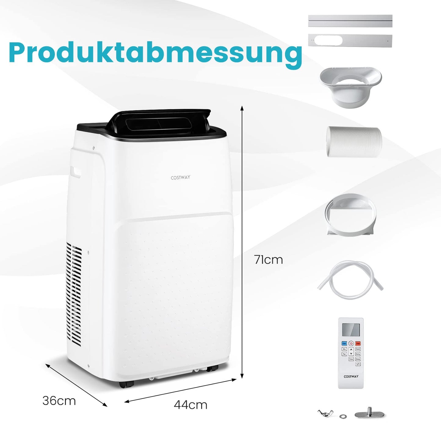 COSTWAY mobile Klimaanlage mit Abluftschlauch 14000 BTU, für Raum bis 135 m³, 5 in 1 Klimagerät zum Kühlen & Heizen & Entfeuchten & Ventilieren & Schlafmodus, APP/Fernsteuern, Automatisches Abtauen