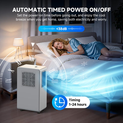 4-in-1 Mobile Klimaanlage& Luftkühler, 8000 BTU Klimageräte Luftentfeuchter Belüftung, 24 Timer leise Perfekt für Schlafzimmer und Büro Küche (Reinweiß)
