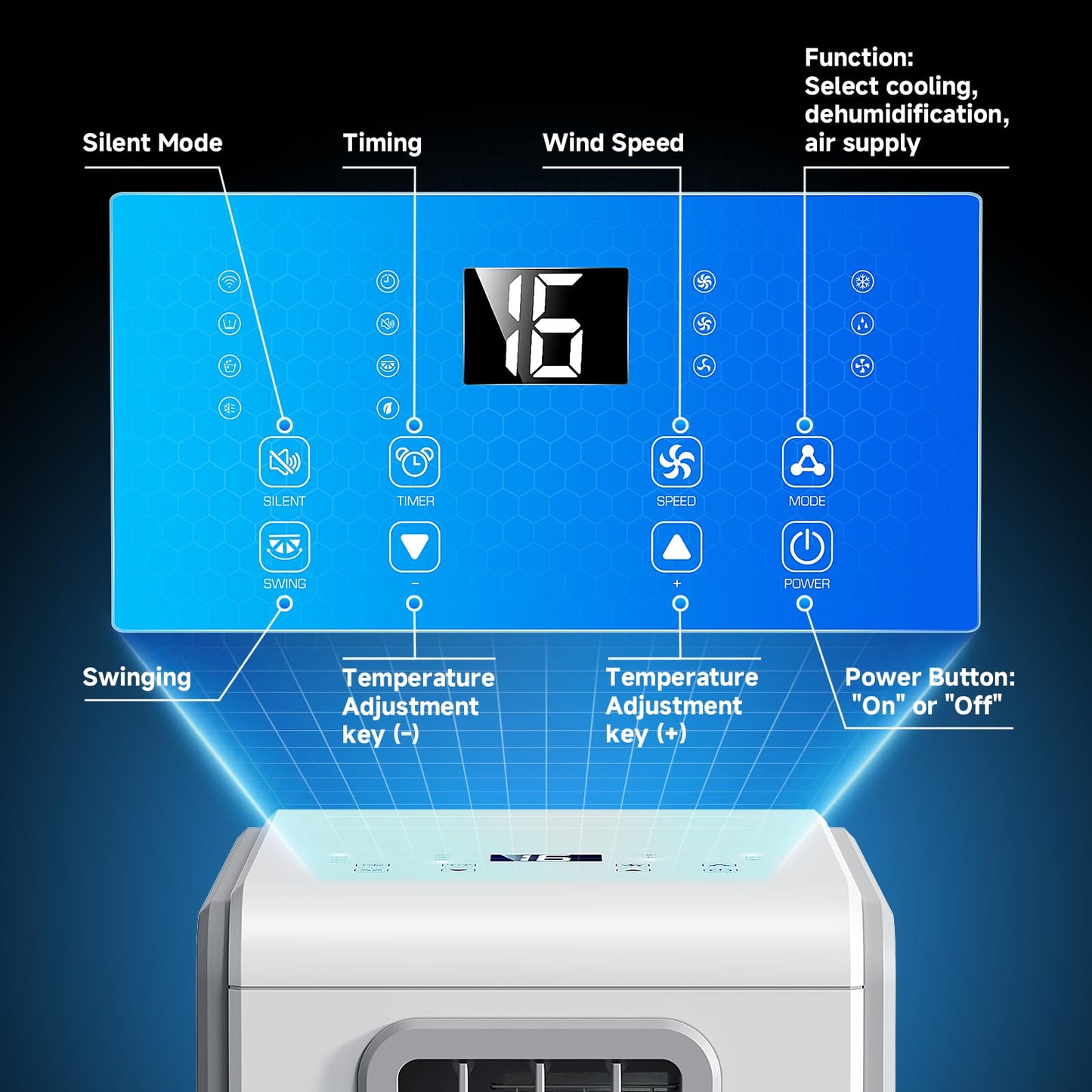 4-in-1 Mobile Klimaanlage& Luftkühler, 8000 BTU Klimageräte Luftentfeuchter Belüftung, 24 Timer leise Perfekt für Schlafzimmer und Büro Küche (Reinweiß)
