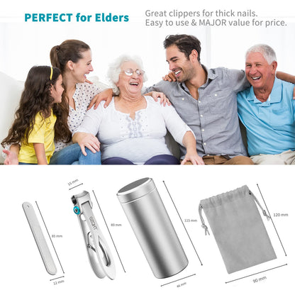 SZQHT Nagelknipser mit 15 mm breiter Kieferöffnung für dicke Nägel, Fingernagelknipser für eingewachsene Zehennagelknipser für Männer, harte Nägel, Senioren, Erwachsene. Edelstahl Groß (Silber)