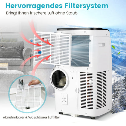 COSTWAY mobile Klimaanlage mit Abluftschlauch 14000 BTU, für Raum bis 135 m³, 5 in 1 Klimagerät zum Kühlen & Heizen & Entfeuchten & Ventilieren & Schlafmodus, APP/Fernsteuern, Automatisches Abtauen