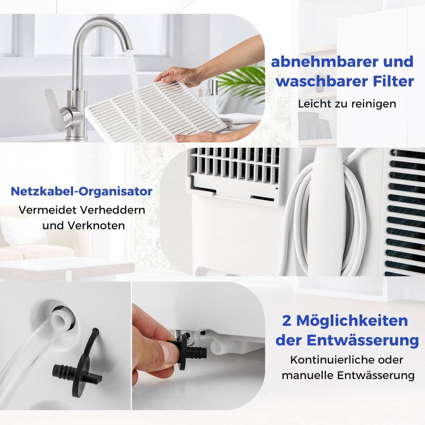 COSTWAY 14000 BTU mobile Klimaanlage mit Abluftschlauch, 4-in-1 Klimagerät mit Heizung, Lüfter & Entfeuchter, 24H Timer, Schlafmodus, Fernbedienung & Installationskit für Räume bis zu 65㎡ (Modell 2)