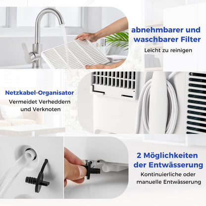 COSTWAY 14000 BTU mobile Klimaanlage mit Abluftschlauch, 4-in-1 Klimagerät mit Heizung, Lüfter & Entfeuchter, 24H Timer, Schlafmodus, Fernbedienung & Installationskit für Räume bis zu 65㎡ (Modell 2)