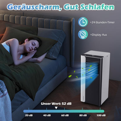 COSTWAY 7000BTU mobile Klimaanlage, 3-in-1 Kühlgerät mit Ventilator & Luftentfeuchter für Räume bis zu 28㎡, Klimagerät mit Abluftschlauch, Schlafmodus, 24H Timer, Fernbedienung