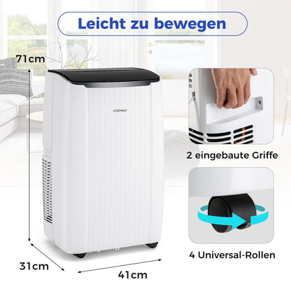 COSTWAY 14000 BTU mobile Klimaanlage mit Abluftschlauch, 4-in-1 Klimagerät mit Heizung, Lüfter & Entfeuchter, 24H Timer, Schlafmodus, Fernbedienung & Installationskit für Räume bis zu 65㎡ (Modell 2)