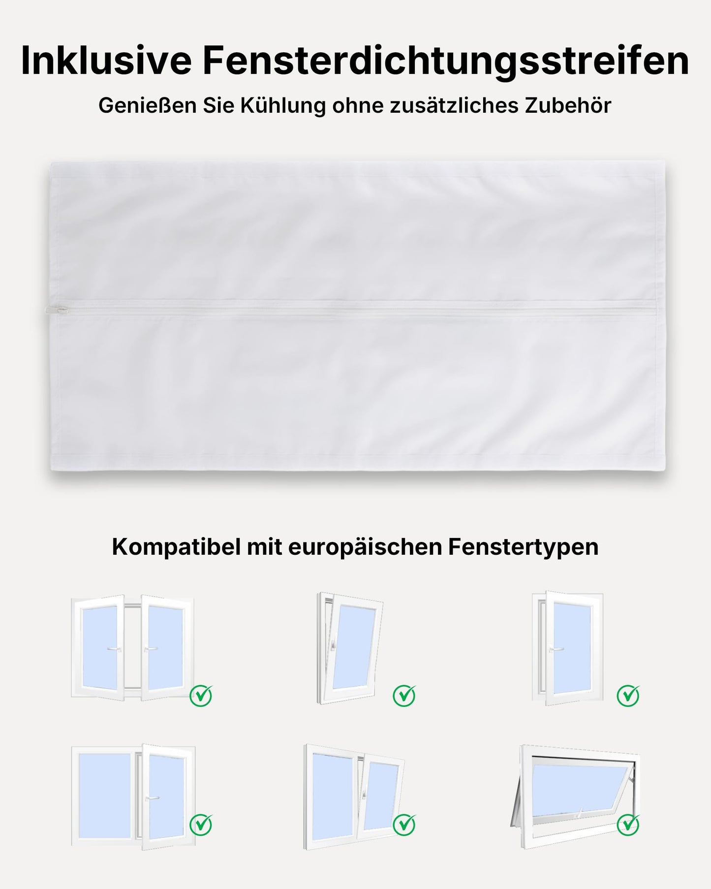 Temprium Mobile Klimaanlage 14000BTU mit Abluftschlauch | 4-in-1 Mobiles Klimagerät mit Fensterabdichtung | APP-Steuerung + Fernbedienung | Leiser Betrieb | 24h-Timer