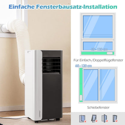 COSTWAY 7000BTU mobile Klimaanlage, 3-in-1 Kühlgerät mit Ventilator & Luftentfeuchter für Räume bis zu 28㎡, Klimagerät mit Abluftschlauch, Schlafmodus, 24H Timer, Fernbedienung