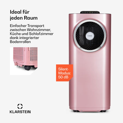 Klarstein Kraftwerk Smart 12K Mobiles Klimagerät – 12000 BTU, 35-59 m², App & Alexa Steuerung, 3-in-1 Kühlung, Entfeuchter & Ventilator, 50 dB, Timer, WiFi, Abluftrohr Inkl., Metallisch Rosegold
