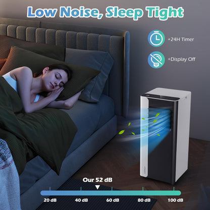 COSTWAY 7000BTU mobile Klimaanlage, 3-in-1 Kühlgerät mit Ventilator & Luftentfeuchter für Räume bis zu 28㎡, Klimagerät mit Abluftschlauch, Schlafmodus, 24H Timer, Fernbedienung