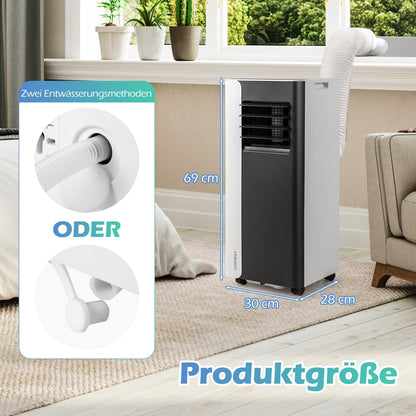 COSTWAY 7000BTU mobile Klimaanlage, 3-in-1 Kühlgerät mit Ventilator & Luftentfeuchter für Räume bis zu 28㎡, Klimagerät mit Abluftschlauch, Schlafmodus, 24H Timer, Fernbedienung