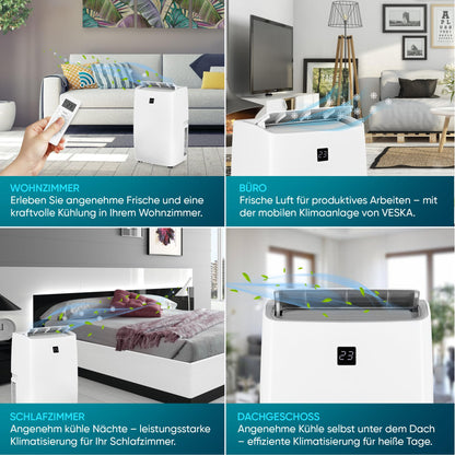 Klimaanlage Mobil 12000 BTU/h (3.500 Watt) - Mobiles Klimagerät 4in1 mit WiFi/App Monoblock Kältemittel - Fernbedienung, 24h-Timer, Luftentfeuchter, Nachtmodus (12000 BTU)