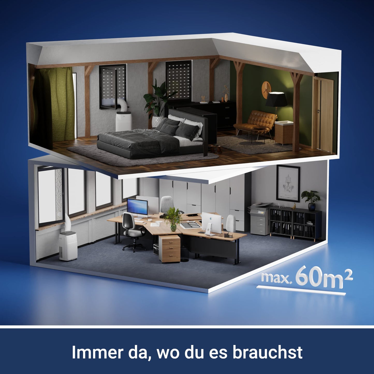 Suntec Wellness Mobiles Klimagerät Coolfixx 12000 BTU APP - Klimaanlage mobil und leise mit Smart App Steuerung – Entfeuchter für Räume bis 60 qm – Mobile Kühlung & Heizung für zuhause – 12.000 BTU