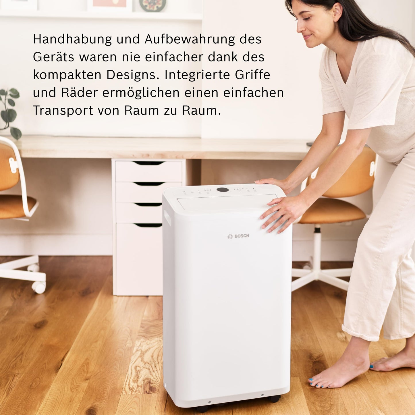Bosch Cool 2000 Mobiles Klimagerät - 3-in-1 Klimaanlage, Luftentfeuchter, Ventilator - 2,6 kW für Räume bis zu 35m² - Mit Auto-Modus, Silent-Modus Sleep-Modus